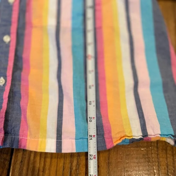 Gap Body Striped Button Down Shirt – XL – Lightweight Cotton Blend Rainbow - Picture 7 of 7